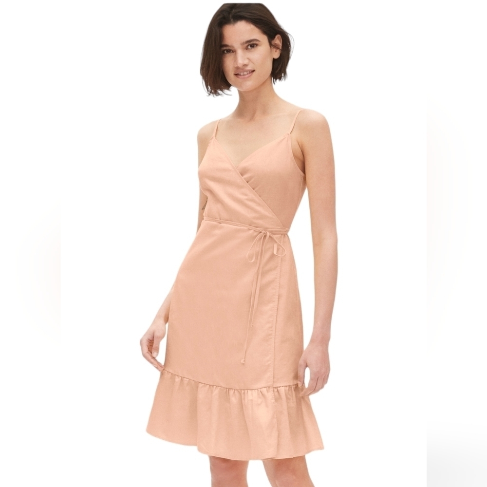 Gap Ruffle Cami Wrap Dress in Linen Cotton
